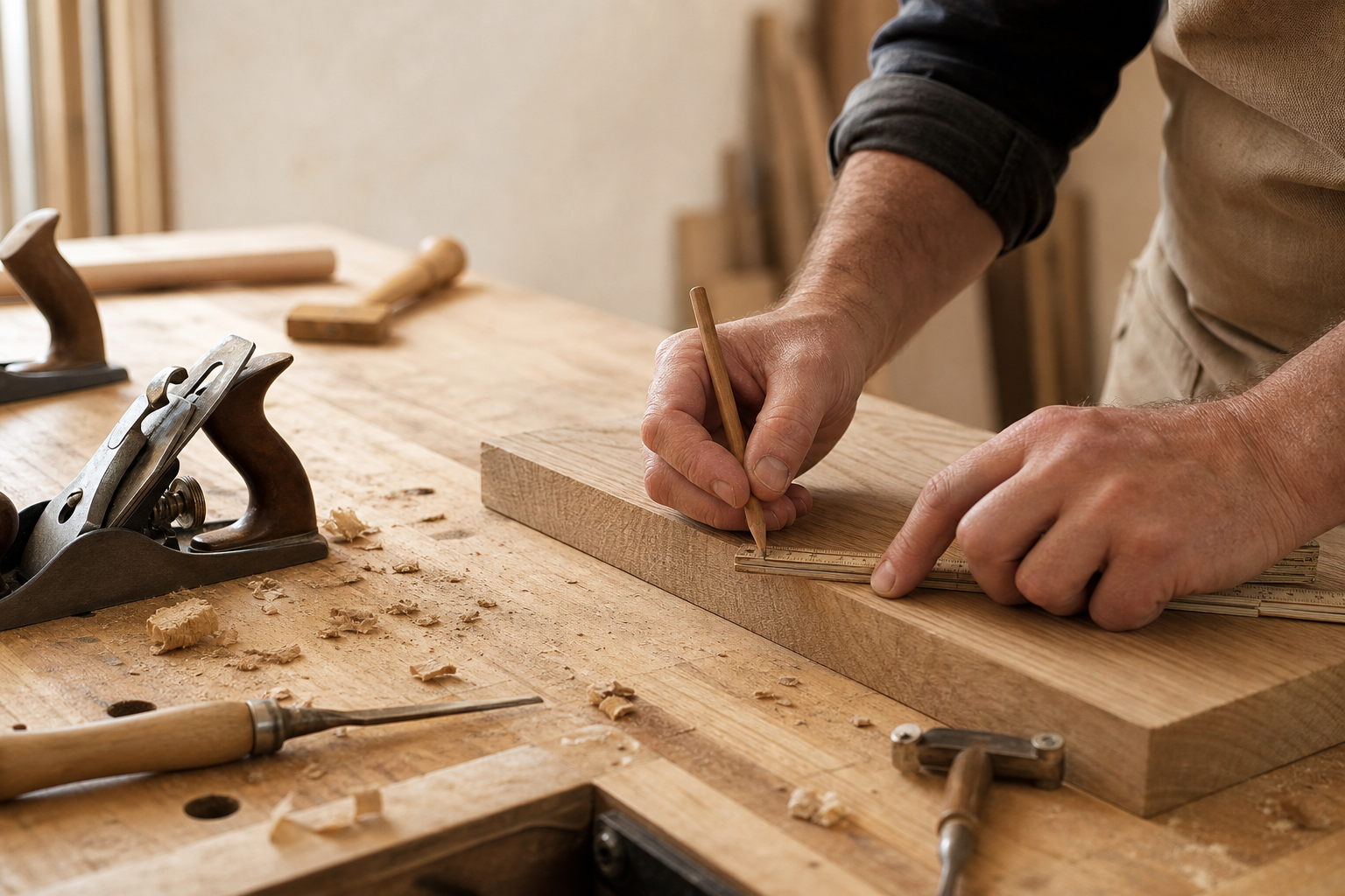 Handwerkliche Arbeit in einer Werkstatt